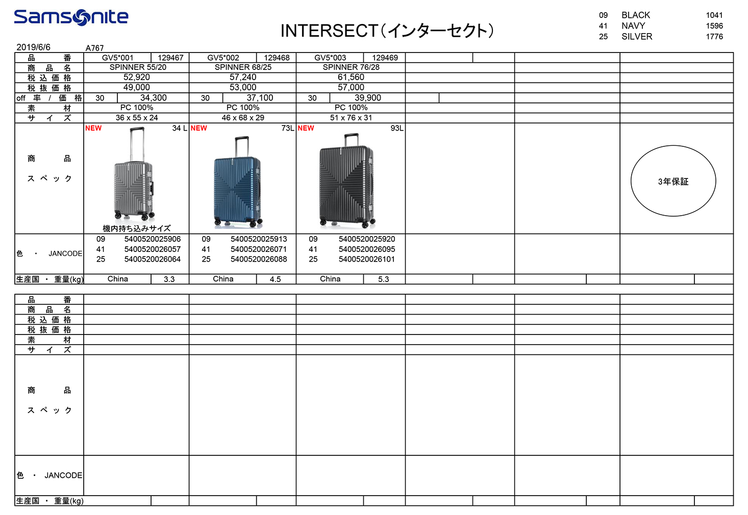 スーツケース サムソナイト キャリーケース インターセクト Intersect スピナー 55/20 フレームタイプ 34L 55 cm 
